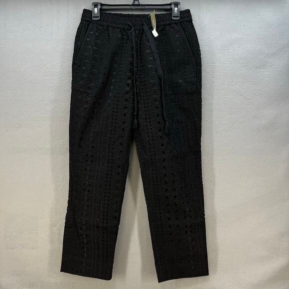 J. Crew Pants Women's 4 Black Pull-On Easy Pant in Eyelet Cocktail Business NWT - Picture 1 of 14